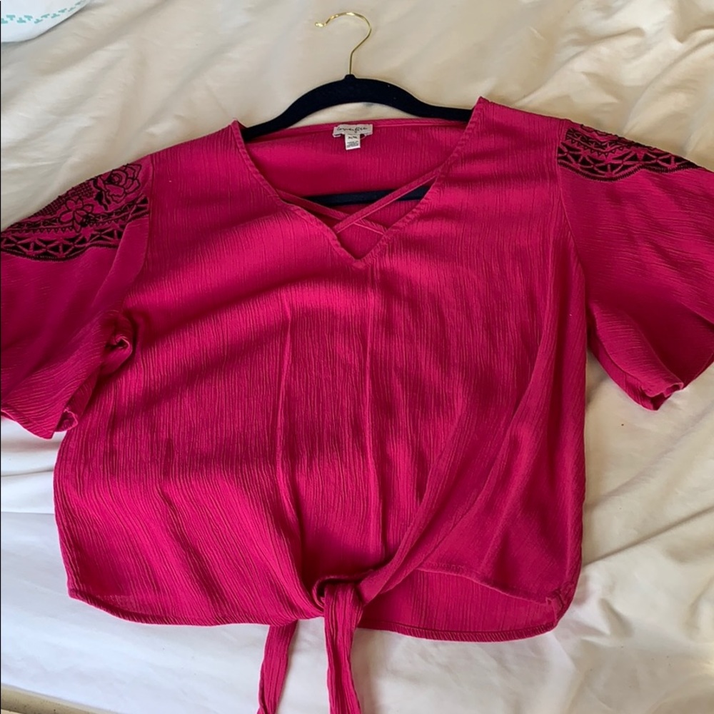 Pink shirt with black detail